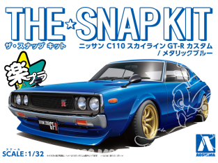Aoshima maquette voiture 66898 Nissan Skyline GT-R C110 Custom Metallic Blue SNAP KIT 1/32