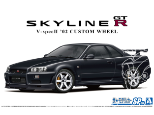 Aoshima maquette voiture 66959 Nissan Skyline GT-R V Spec II BNR34 2002 avec Jantes Custom 1/24