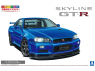 Aoshima maquette voiture 65570 Nissan Skyline GT-R V Spec II BNR34 2000 Pré-peint Bayside Blue 1/24