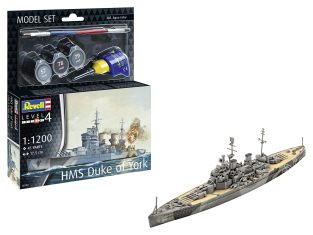 revell maquette bateau 65182 Model Set Battleship HMS Duke of York inclus peintures principale colle et pinceau 1/1200