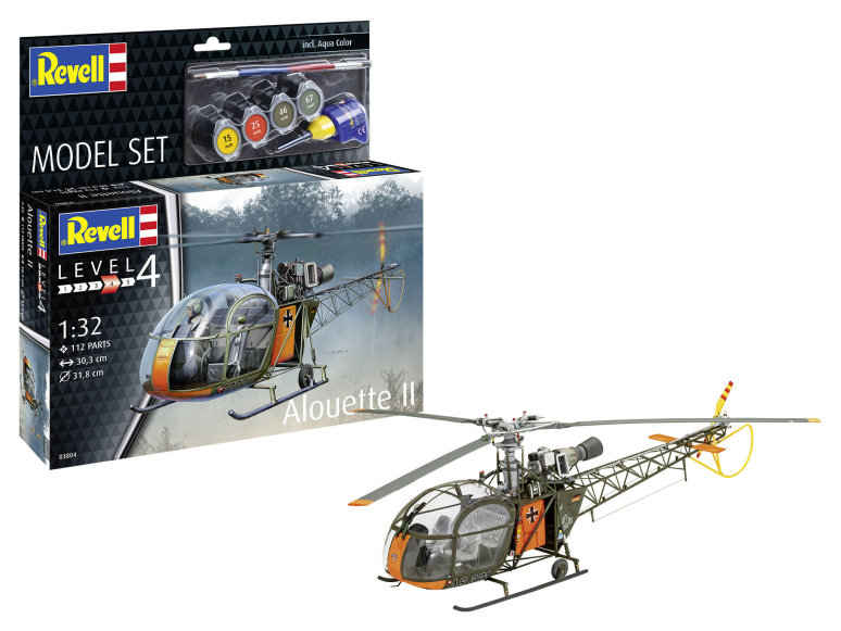 revell maquette helicoptere 63804 Model Set Alouette II inclus peintures principale colle et pinceau 1/32