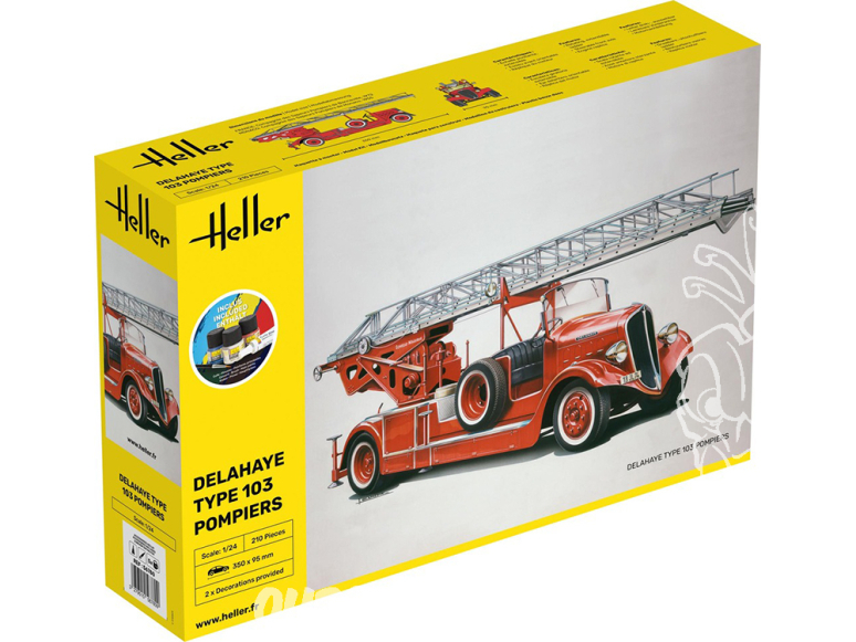 Heller maquette camion 56780 STARTER KIT Delahaye Type 103 Pompiers inclus peintures principale colle et pinceau 1/24