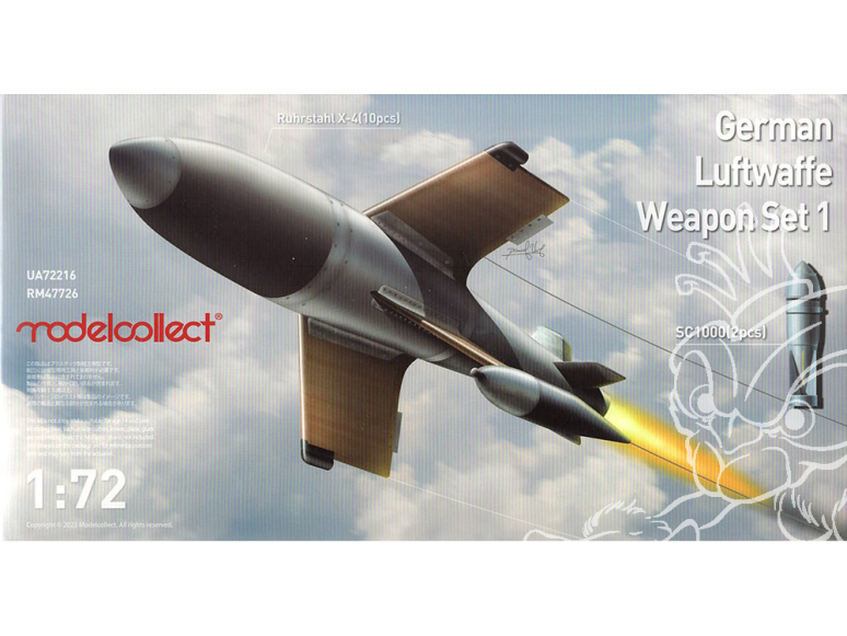 Modelcollect maquette Avion UA72216 Bombes allemande Luffwaffe set 1 SC1000 1/72