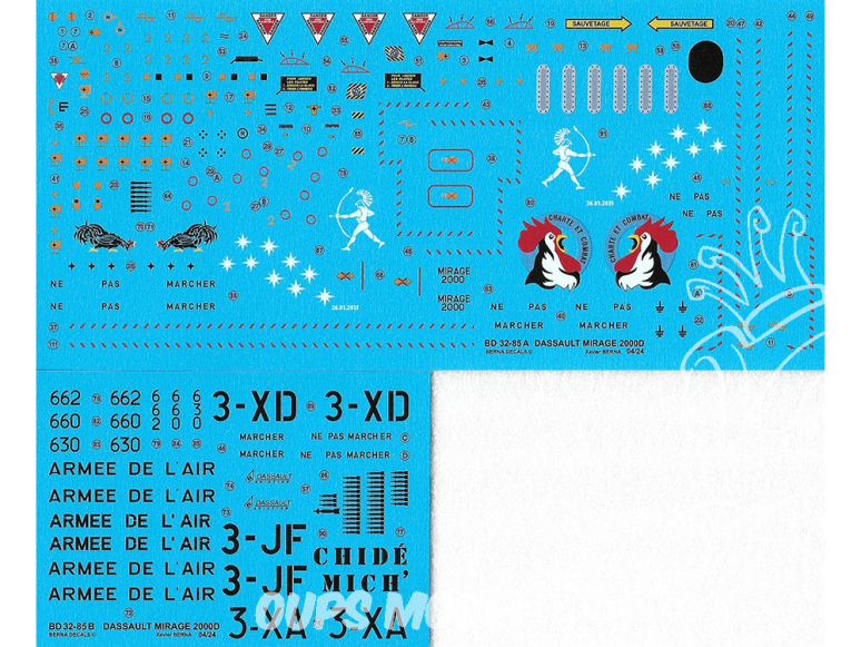 DECALQUES BERNA DECALS BD32-85 Dassault Mirage 2000D Part3 1/32
