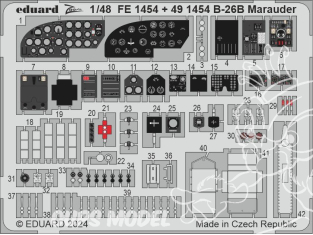 EDUARD photodecoupe avion 491454 Cockpit & Intérieur nez B-26B Marauder Icm 1/48