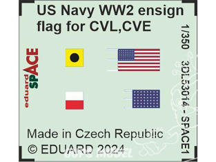 Eduard Space décalques 3D 3DL53014 Drapeaux pavillon US Navy pour CVL - CVA - CL - DD 1/350