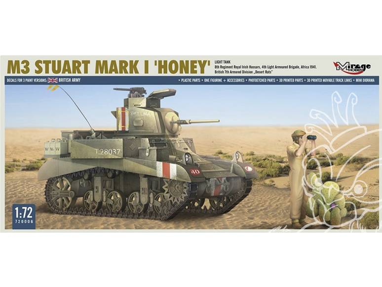 Mirage maquette militaire 720006 M3 STUART Mk I ´HONEY´ light tank WWII 1/72