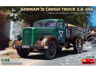 Mini Art maquette militaire 35442 CAMION CARGO ALLEMAND 3T 3.6-36S TYPE NORMAL à plat. SERVICE MILITAIRE 1/35