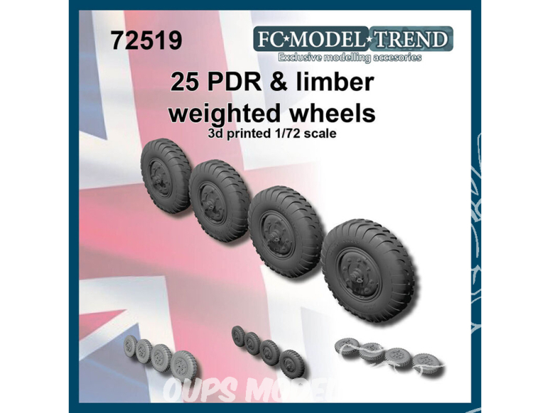 FC MODEL TREND accessoire résine 72519 Roues lestées 25 PDR & Limber 1/72