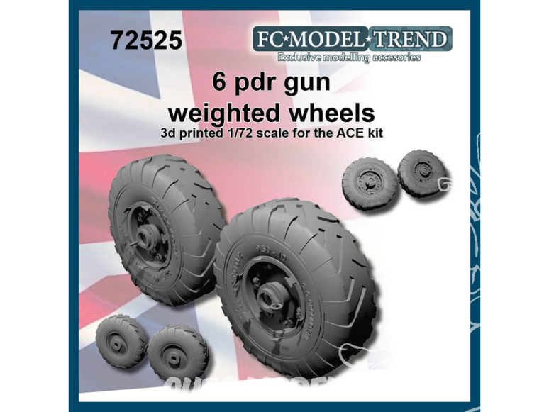 FC MODEL TREND accessoire résine 72525 Roues lestées 6 PDR gun Ace 1/72