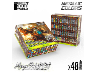 Green Stuff 12261 Mega Set de Peintures Metalliques 48 pots
