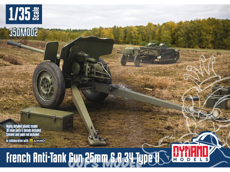 Dynamo models maquette militaire 35DM002 Canon Antichar Français 25mm SA 34 Type II Version Standard 1/35