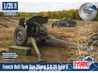 Dynamo models maquette militaire 35DM002P Canon Antichar Français 25mm SA 34 Type II Version Premium 1/35