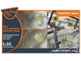 Clear Prop caches CPA35005 Masque de peinture TB.2 sur "papier kabuki jaune" pour kit ClearProp 1/72
