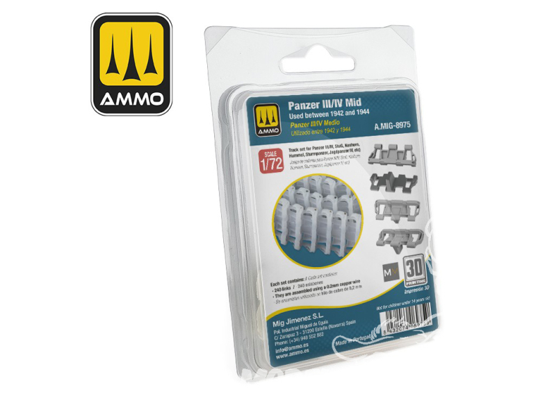 Ammo Mig 8975 Set chenilles Panzer III / IV Mid utilisé entre 1942 & 1944 1/72
