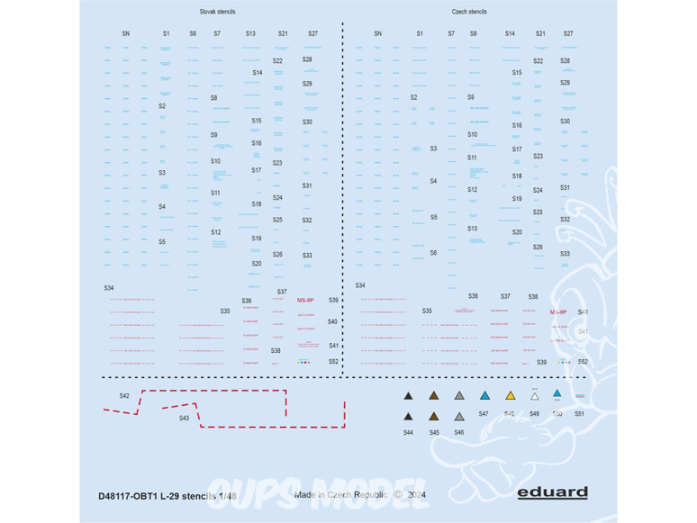 Eduard Decalques avion D48117 Marquages / Stencils L-29 Eduard / AMK 1/48