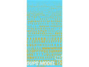 Decalques Berna decals BD-07 Chiffres et lettres identification jaune type 45 1-2-3-4-6mm