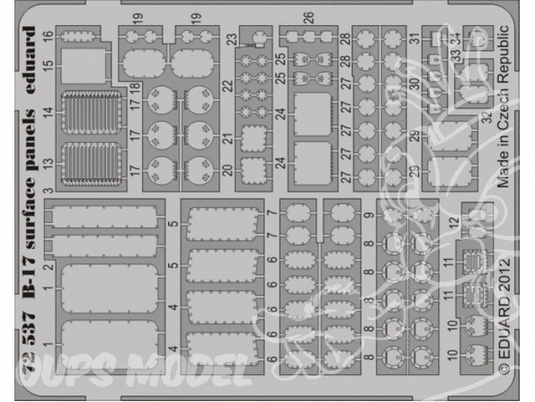 Eduard photodecoupe avion 72537 Panneaux de surface B-17 1/72