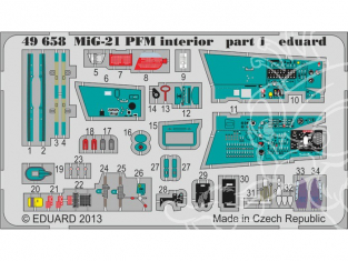 EDUARD photodecoupe avion 49658 Interieur Mig-21PFM 1/48