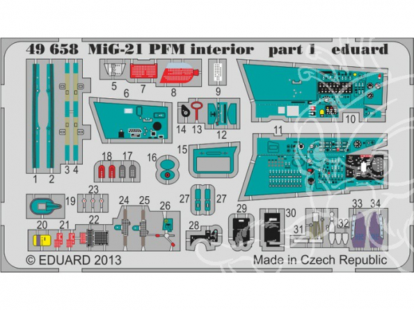 EDUARD photodecoupe avion 49658 Interieur Mig-21PFM 1/48