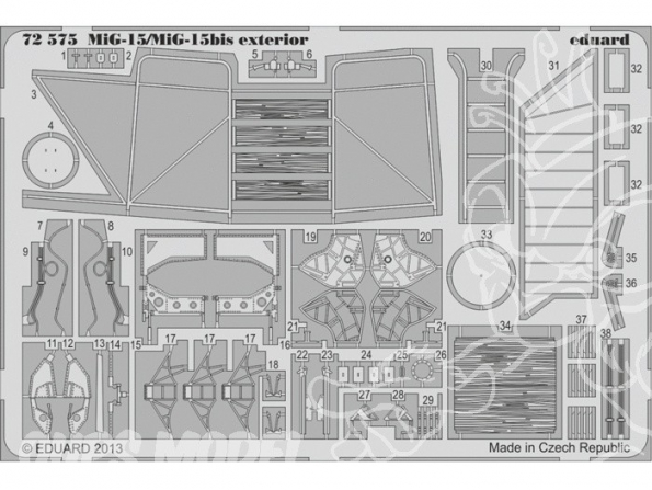 Eduard photodecoupe avion 72575 Exterieur Mig-15 / Mig-15 Bis 1/72