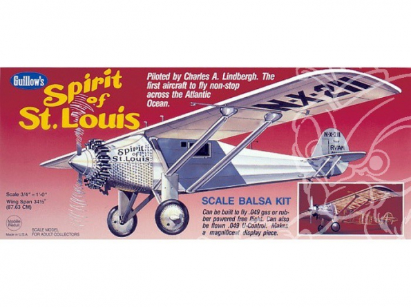 Maquette Guillow&39s avion bois 807 SPIRIT OF ST LOUIS 1/16