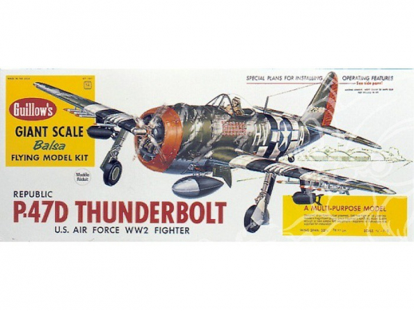 Maquette Guillow&39s avion bois 1001 P47-D THUNDERBOLT 1/16