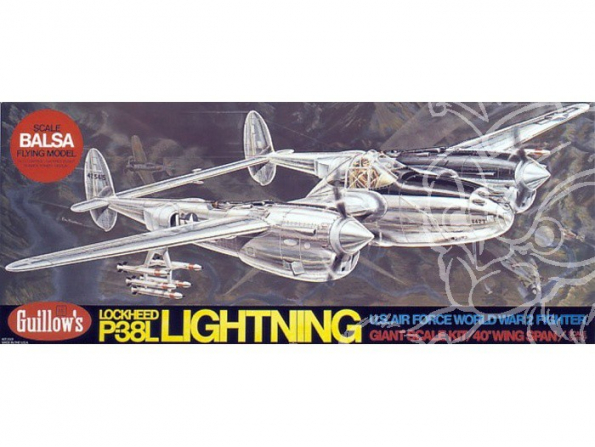 Maquette Guillow&39s avion bois 2001 P-38L LIGHTNING 1/16