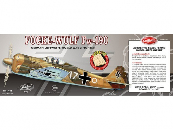 Maquette Guillow&39s avion bois 406 FOCKE WULF FW-190 1/16