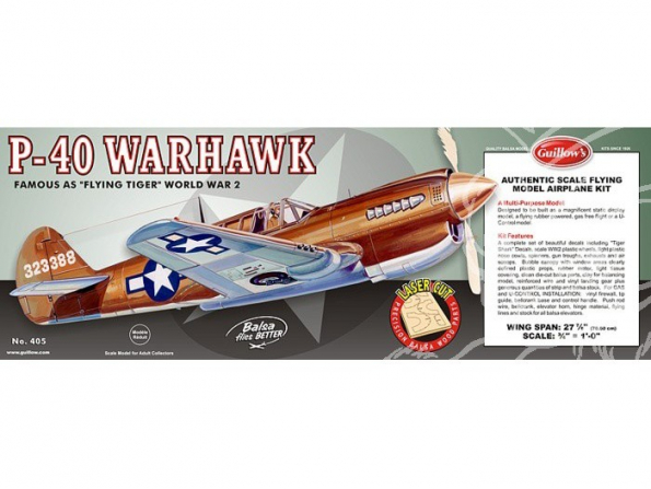 Maquette Guillow&39s avion bois 405 CURTISS P-40 WARHAWK 1/16