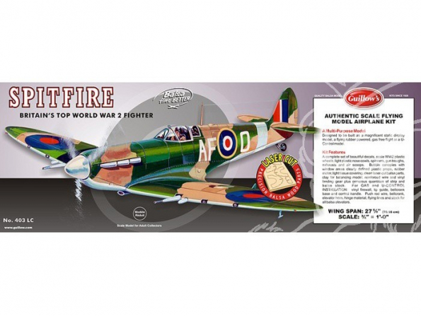 Maquette Guillow&39s avion bois 403 SUPERMARINE SPITFIRE 1/16