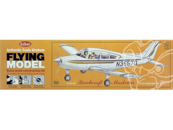 Maquette Guillow&39s avion bois 308 BEECHCRAFT MUSKETEER 1/20