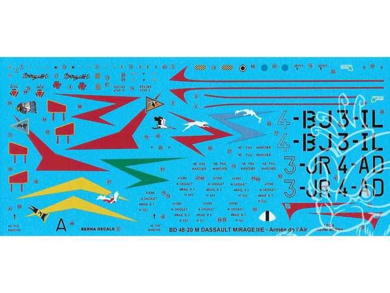 Decalques Berna decals BD48-20 Dassault Mirage IIIE Armee de l air 1/48