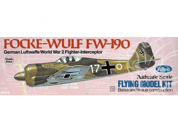 Maquette Guillow&39s avion bois 502 Focke-Wulf Fw 190 1/32