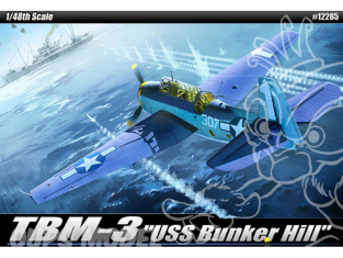 Academy maquette avion 12285 Grumman TBF-3 Avenger USS Bunker Hill 1/48
