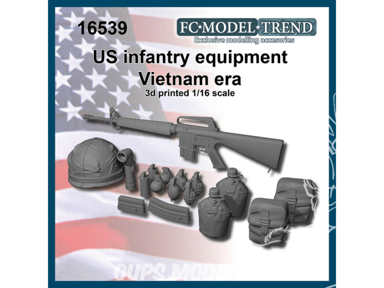 FC MODEL TREND accessoire résine 16539 Equipement infanterie US Vietnam 1/16
