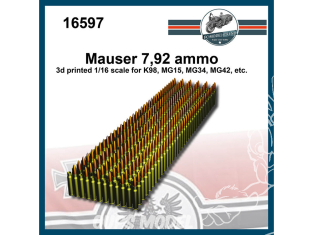 FC MODEL TREND accessoire résine 16597 Munitions Mauser 7,92 pour K98 - MG15 - MG34 - MG42 1/16