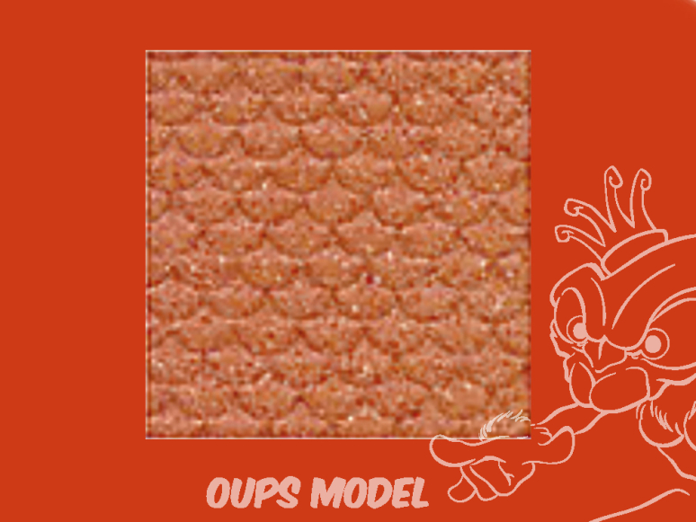 PLASTRUCT 91651 FEUILLE À MOTIFS DE TUILES À BORDS FESTONNES 0,5x300x175mm 2piéces 1/48 O brique clair