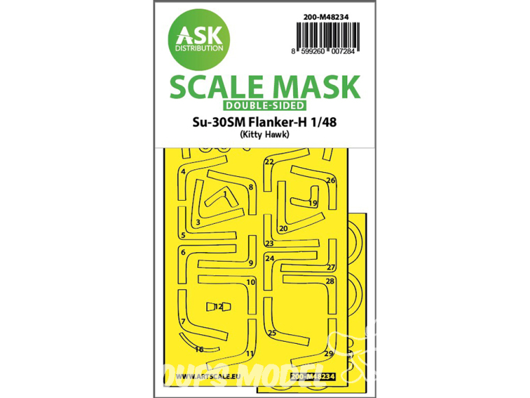 ASK Art Scale Kit Mask M48234 Sukhoi Su-30SM Flanker-H Kitty Hawk Recto Verso 1/48