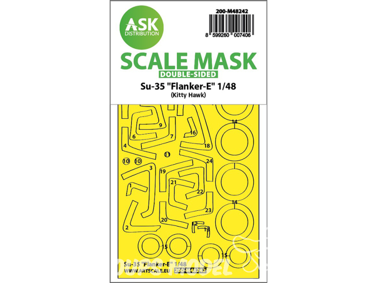 ASK Art Scale Kit Mask M48242 Sukhoi Su-35 Flanker-E Kitty Hawk Recto Verso 1/48