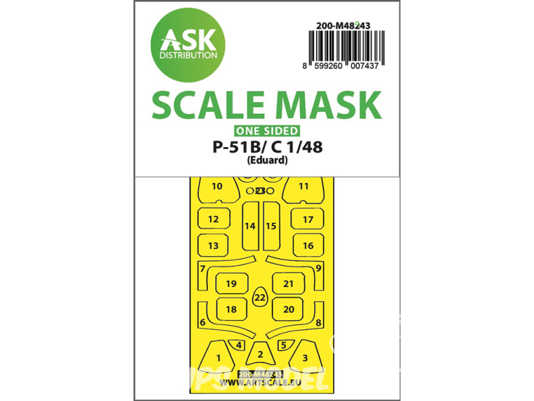 ASK Art Scale Kit Mask M48243 P-51B/C Eduard Recto 1/48
