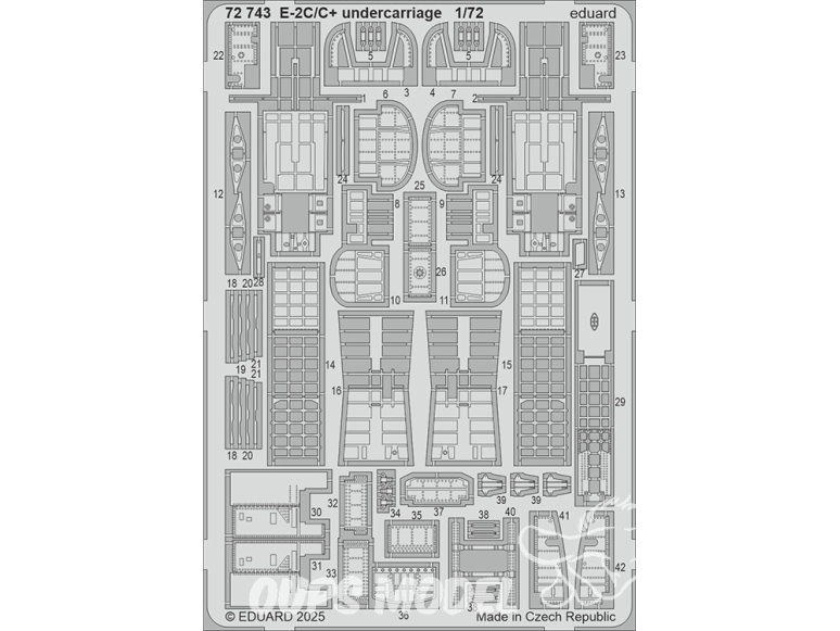 Eduard photodecoupe avion 72743 Undercarriage E-2C/C+ Heller 1/72