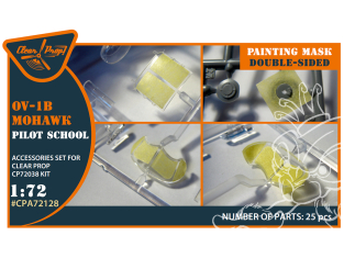 Clear Prop kit d'amelioration avion CPA72128 Masque peinture OV-1B Mohawk « Pilot School » papier kabuki jaune kits CP 1/72
