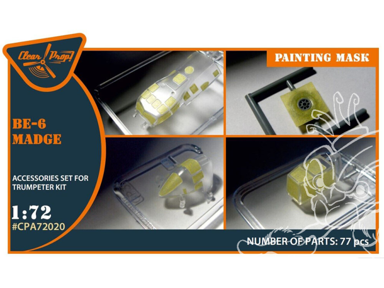 Clear Prop kit d'amelioration avion CPA72020 Masque peinture Be-6 Madge sur papier kabuki jaune kit Trumpeter 1/72