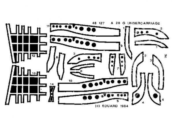 EDUARD photodecoupe avion 48127 Undercarriage A-20 1/48