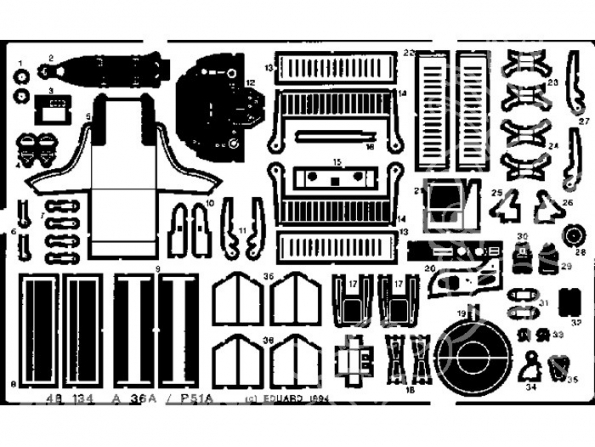 EDUARD photodecoupe avion 48134 A-36 / P-51A 1/48