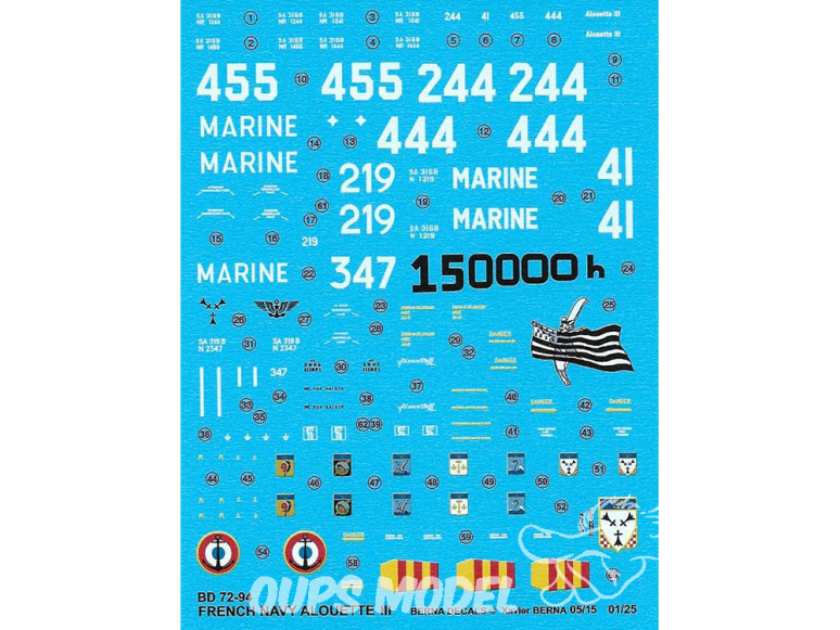 Berna Decals BD72-94 Alouette III Aeronavale 1/72