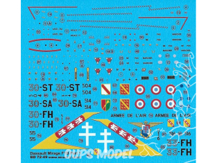 Decalques Berna decals BD72-49 DASSAULT MIRAGE F1 B Partie 1 1/72