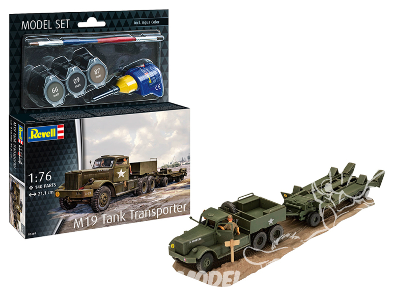 Revell maquette militaire 63364 Model Set Transporteur de chars M19 avec accessoires de base 1/76