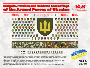 Icm decalques 35748 Insignes, écussons et camouflage des véhicules des forces armées ukrainiennes 1/35